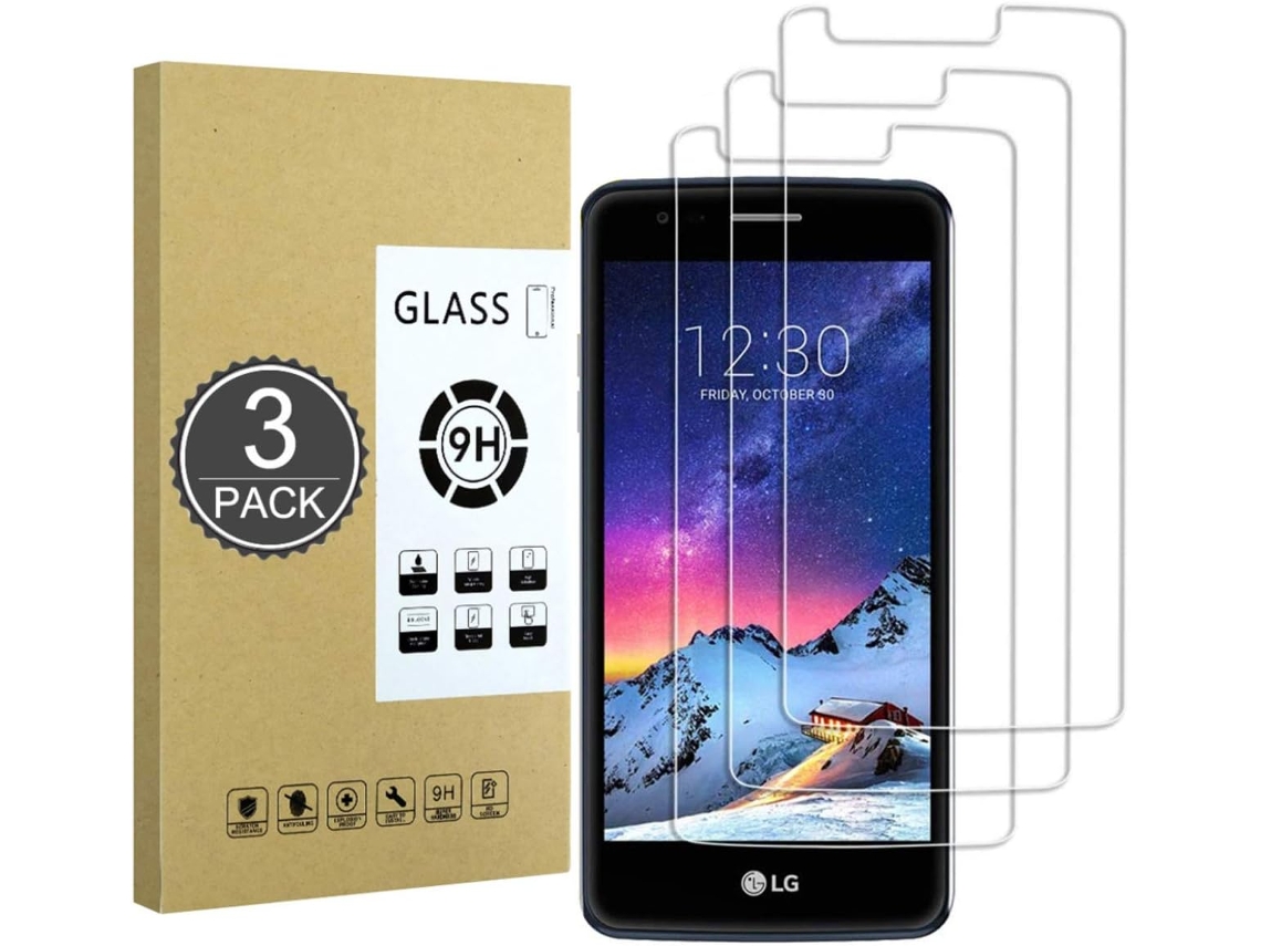 Conjunto de Películas de Ecrã Defesa Quebra Bolha Livre para Lg K8 2017 HONGWE. Vidro Temperado (3un)