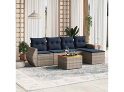 Vidaxl Conjunto De Sofá De Jardim Com 6 Peças E Almofadas Em Rattan Sintético Cinza
