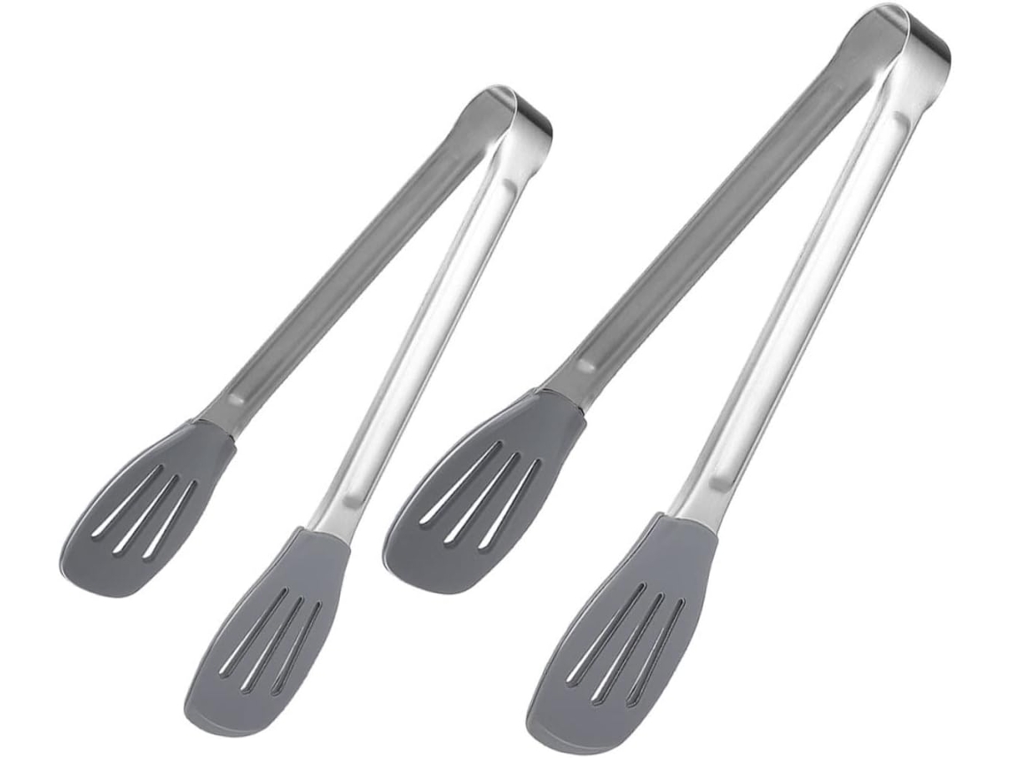 Pinças De Cozinha 2 Peças Em Aço Inoxidável E Silicone, Leves E Anti Escaldantes, Acessórios Para Churrasco Restaurantes