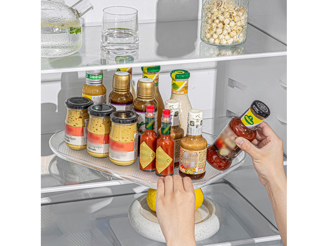 Organizador Giratório Retangular Transparente para Geladeira, Armário, Cozinha Lazy Susan Turntable