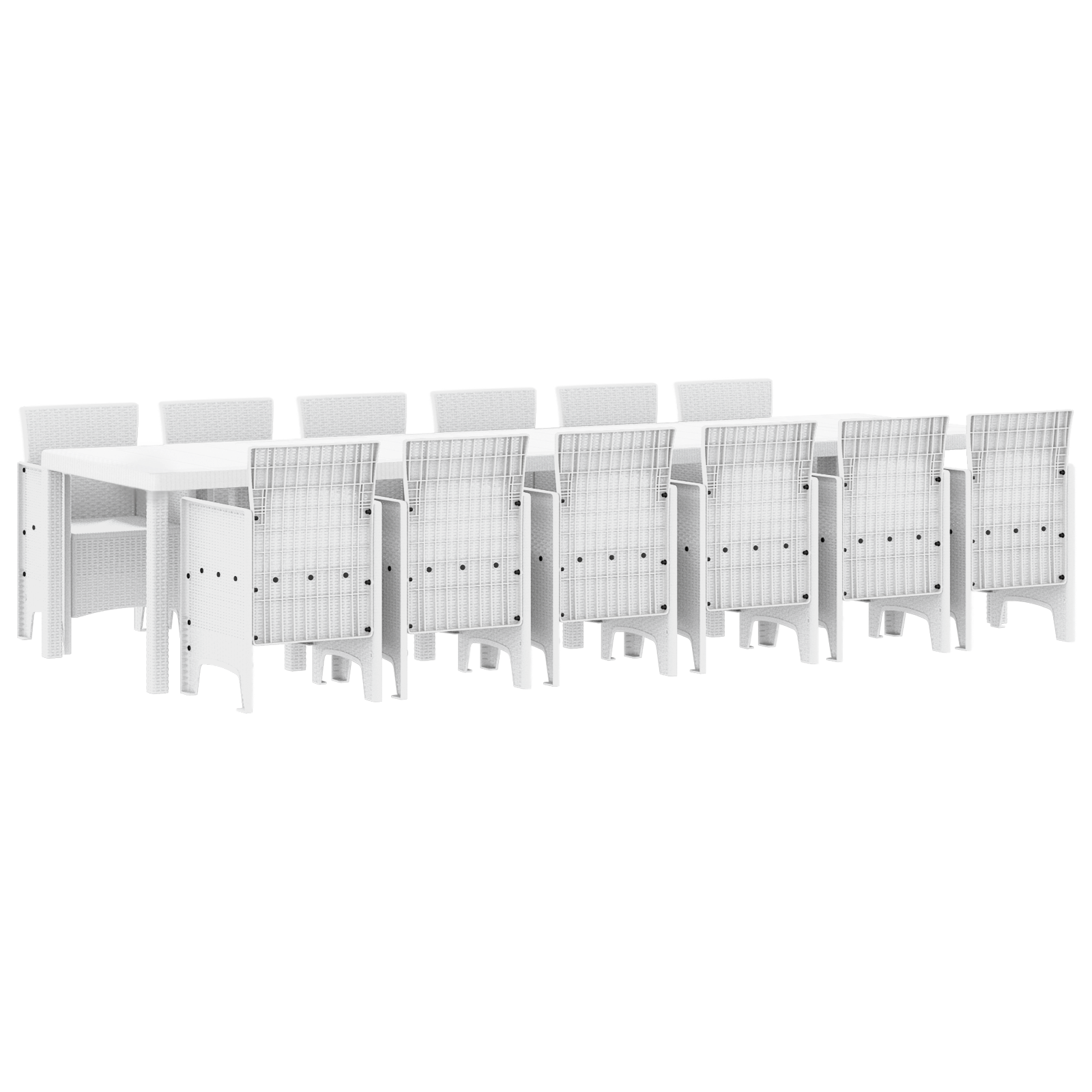 Conjunto 13 Conjunto De Jantar Para Jardim Vidaxl Branco Polipropileno (350 X 100 X 73 Cm)