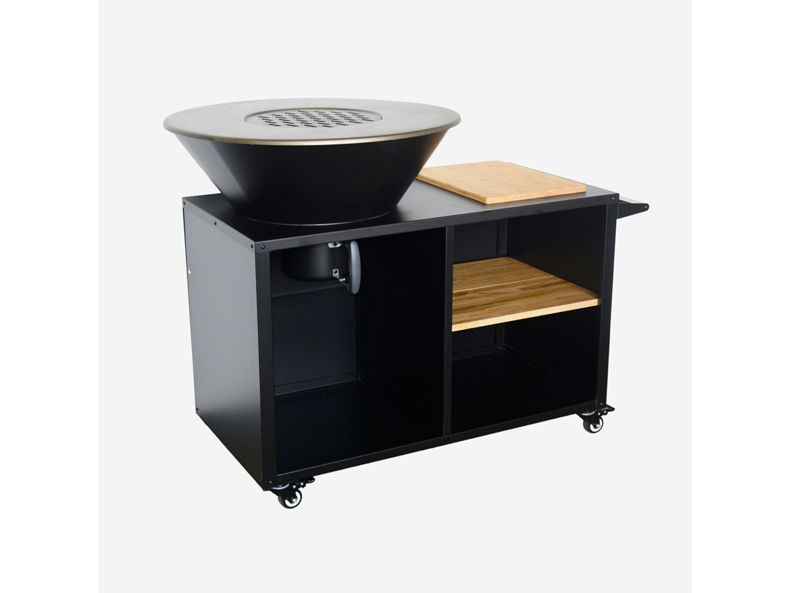 Braseiro Com Espaço De Armazenamento E Rodas, 80cm, Preto