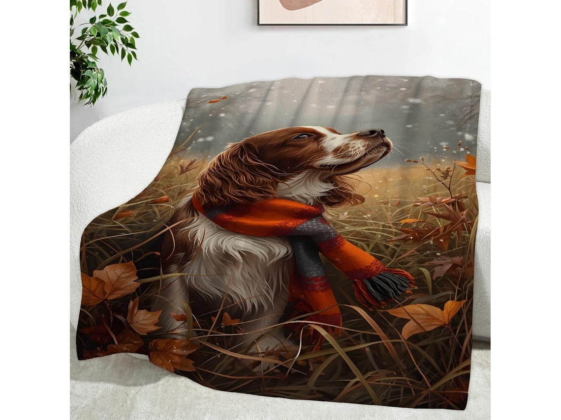 Manta Snowflake Spaniel 150x200 Cm Multifuncional Macia e Aconchegante de Flanela para Cama Cobertor Cochilo N
