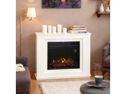 Lareira Elétrica Preta E Branca, 98x25x80 Cm, Com 12 Cores De Chama E 5 Níveis De Brilho, Controle Remoto E Temporizador Incluso.