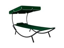 Vidaxl Espreguiçadeira Com Toldo E Almofada Verde