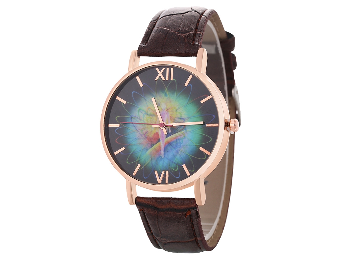 Reloj De Pulsera De Aleación Con Dial Redondo Analógico De Cuarzo Para Mujer Y Hombre (café)
