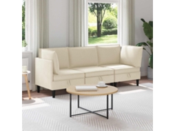 Vidaxl Conjunto De Móveis Para Sala De Estar 3 Pcs Creme Tecido