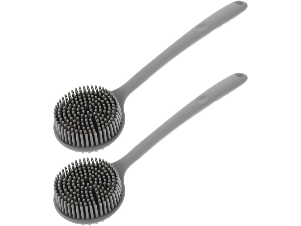 Lurelia Pack De 2 Buchas Vegetais De Banho Para Costas E Corpo, Bucha Vegetal, Cabo Longo E Cor Cinzento
