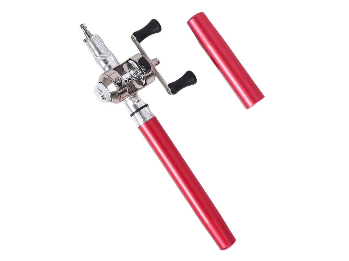 Combo Vara de Pesca Mini Caneta Telescópica Leve Vermelha