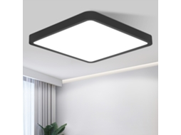 Luz De Teto Plana Led 23cm 6500k 18w Quarto Quadrado Preto Led Permanentemente Integrado Nettlife
