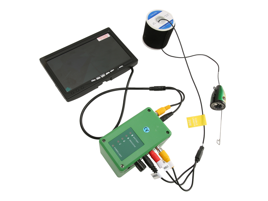 Câmera De Pesca Hd 1000tvl Com Monitor 7 Polegadas Plugue Britânico