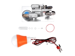 Motor de Stirling em T Prata Gerador Micro Aquecido a Ar