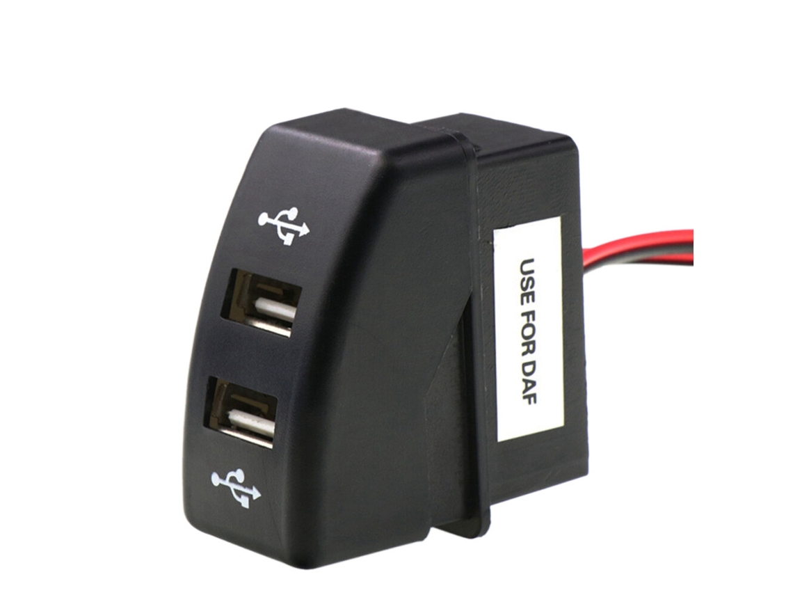 Carregador Automóvel Usb Duplo (5v/2.1a) — Tomada De Alimentação E Acessórios Para Camiões Daf (modelos 95 Xf, Xf 106, 105, 95, Cf)_yua