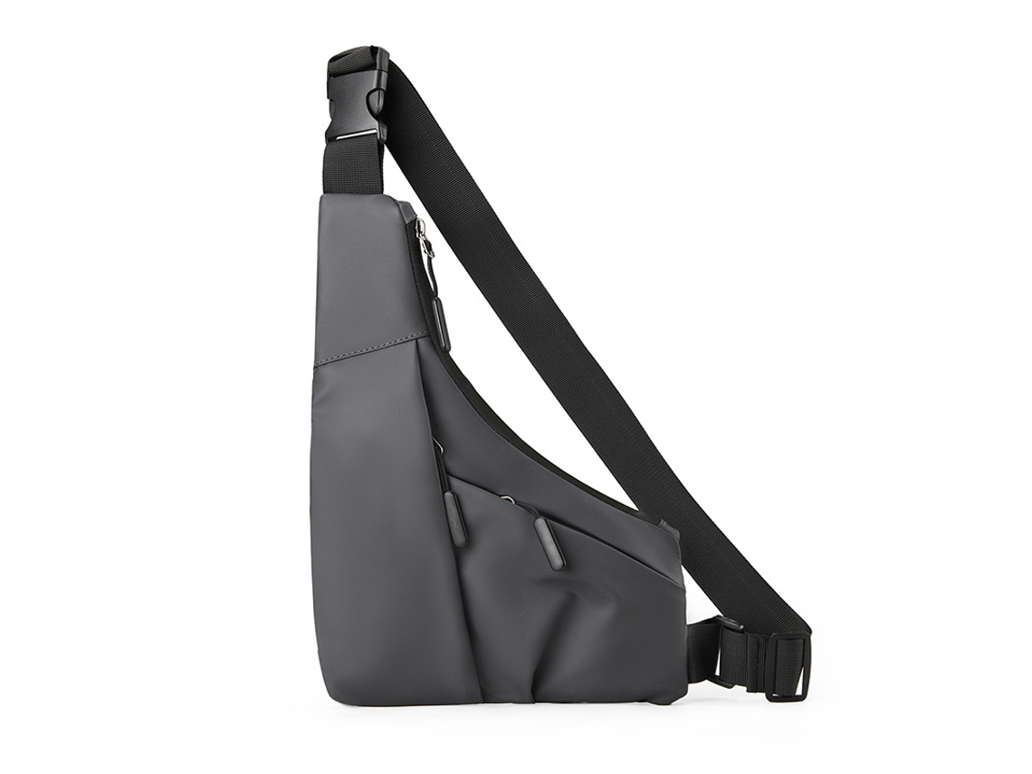 Bolsa Transversal MDUG masculina, de peitoral, portátil, para viagens e deslocamentos (cinza)