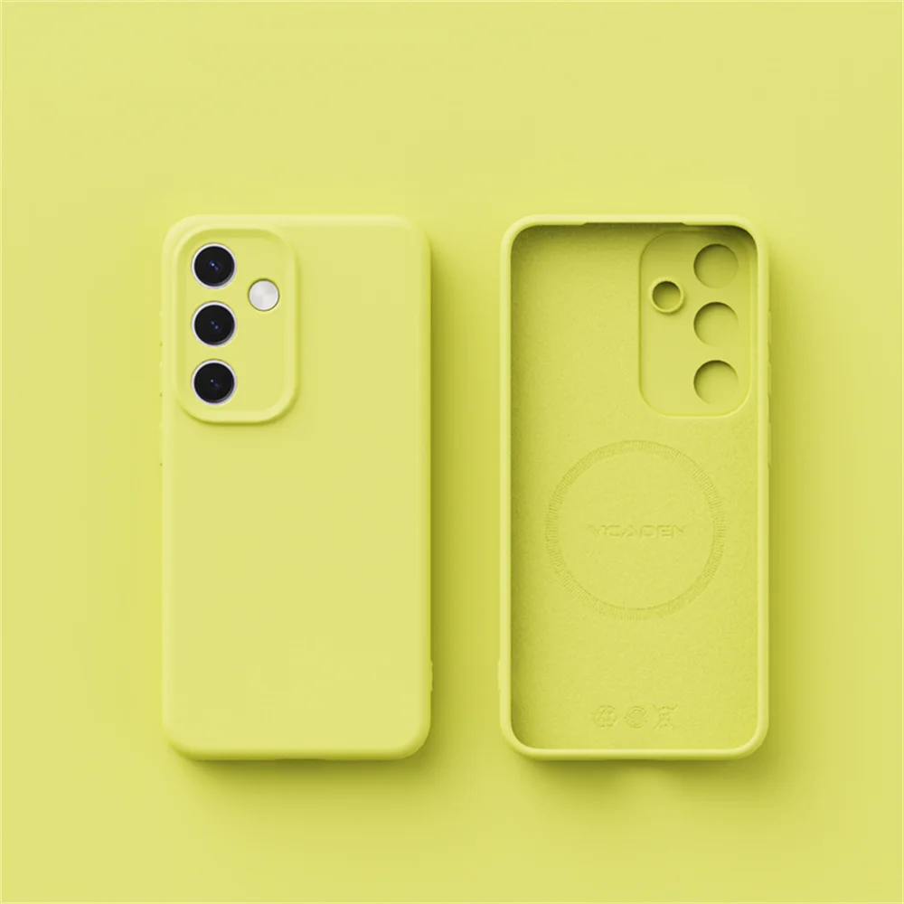 Capa Protetora Magnética De Silicone Líquido Para Samsung S22 Plus (amarelo Escuro).