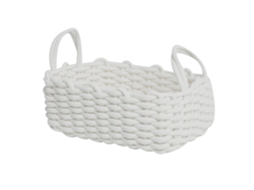 Cesta de Armazenamento em Corda de Algodão S/MARCA Tecida à Mão Estilo Nórdico para Mesa Branca 36x25x15cm