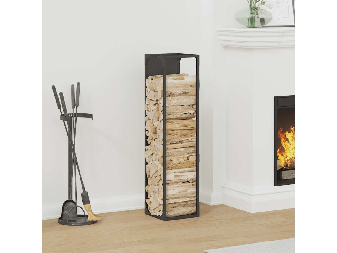 Vidaxl Suporte Para Lenha 25x25x100 Cm Aço Laminado A Frio Preto