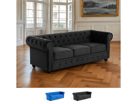 Sofá Chesterfield Velvet 3 lugares estilo vintage clássico Norwich Modus Sofá
