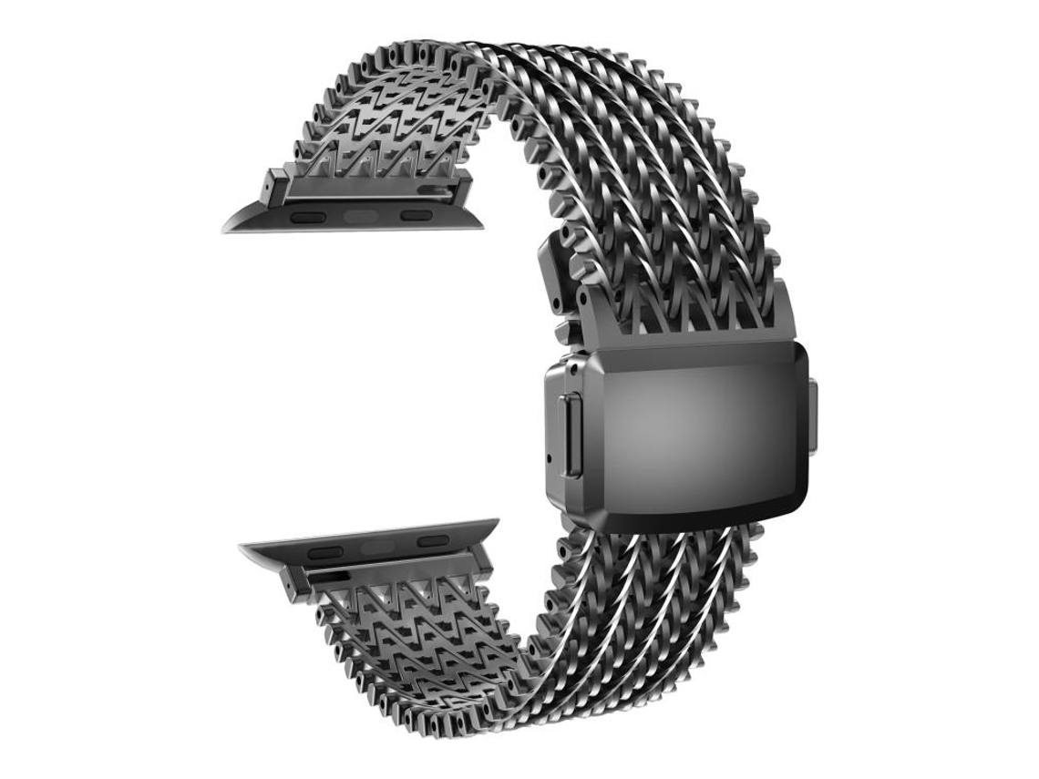 Bracelete Para Apple Watch 46/49/45/44mm - Aço Inoxidável Magnético Com Malha Preto