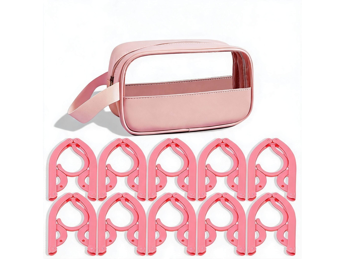 Conjunto Cabides CHRUI Dobráveis Viagem 10 Cabides + Bolsa (rosa)