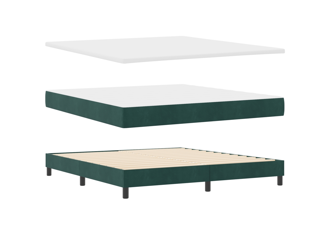 Conjunto 1 Cama Box Vidaxl Verde Veludo (180 X 200 Cm)
