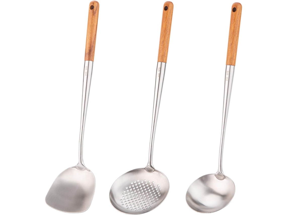 Wok Turner Ladle Tool Set 17” Wok Turner 304 Aço Inoxidável ZYBLSSBB