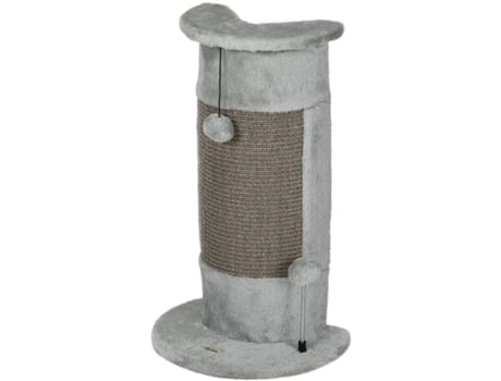 Arranhador para Gatos Aglomerado, Peluche e Sisal cor Cinzento 34x25,5x58 cm PAWHUT