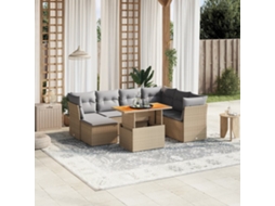 Vidaxl 8 Pcs Conjunto De Sofás P/ Jardim Com Almofadões Vime Pe Bege