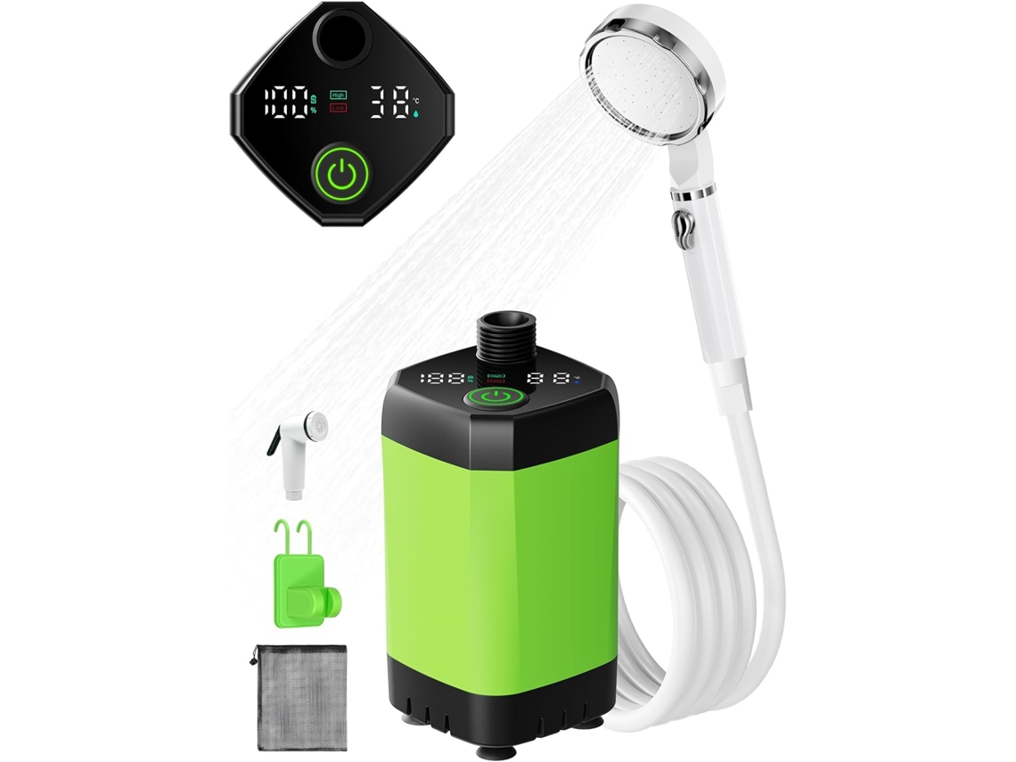 Kit de Chuveiro para Camping, Portátil Atualizado, Bomba de Móvel com Visor de Temperatura, Lava carros AQUAFORGE