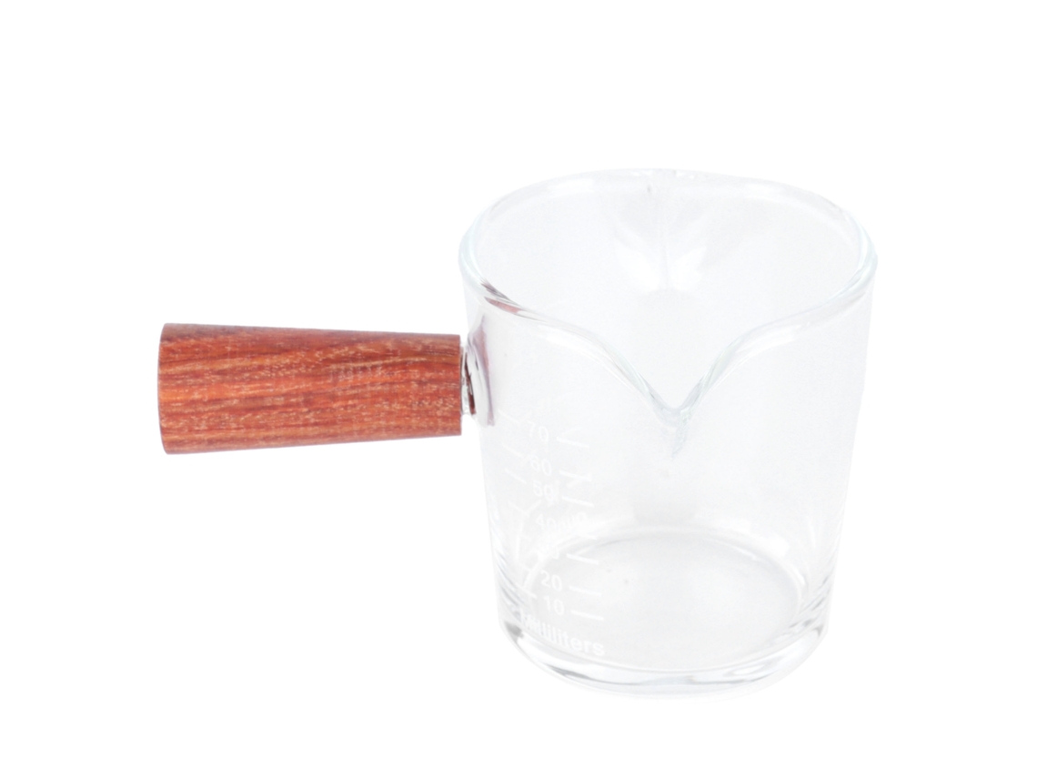 Caneca de Vidro de Boca Dupla com Alça de Madeira LAXISCREED