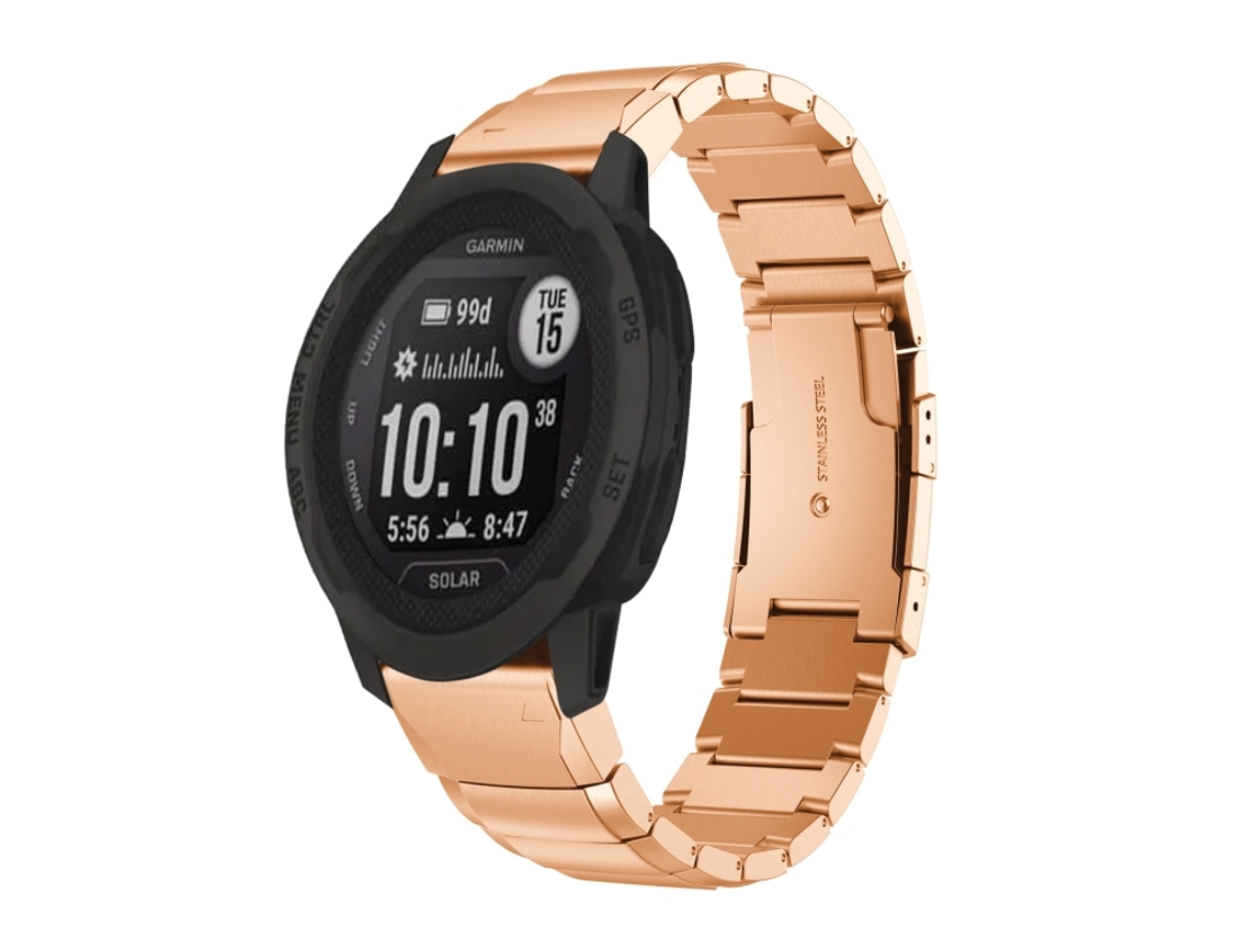 Bracelete para Garmin Instinct 2 Solar aço inoxidável estampa de casco de tartaruga ouro rosa XIAOMOYU (22mm)