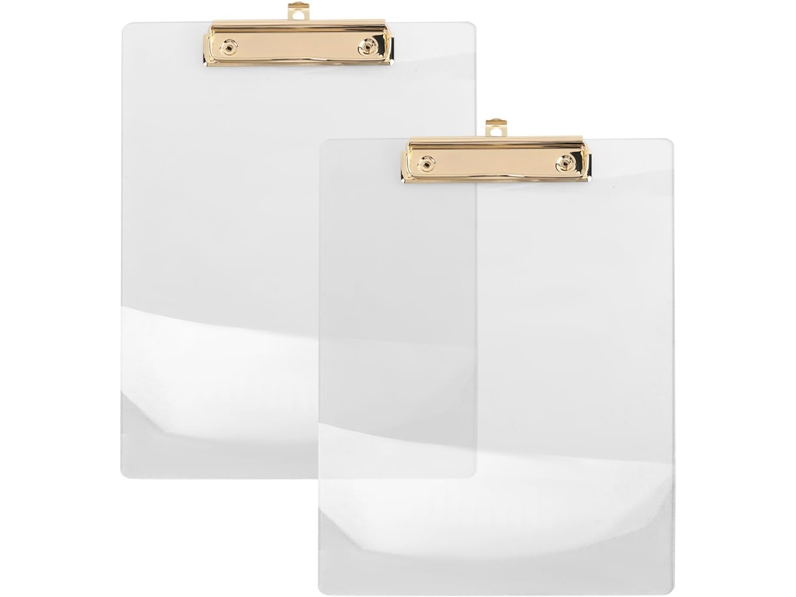 2 Pranchetas De Acrílico Transparente Com Clipe, Tamanho Carta A4 , Materiais Gokoco (8,8 X 12,2 Polegadas)