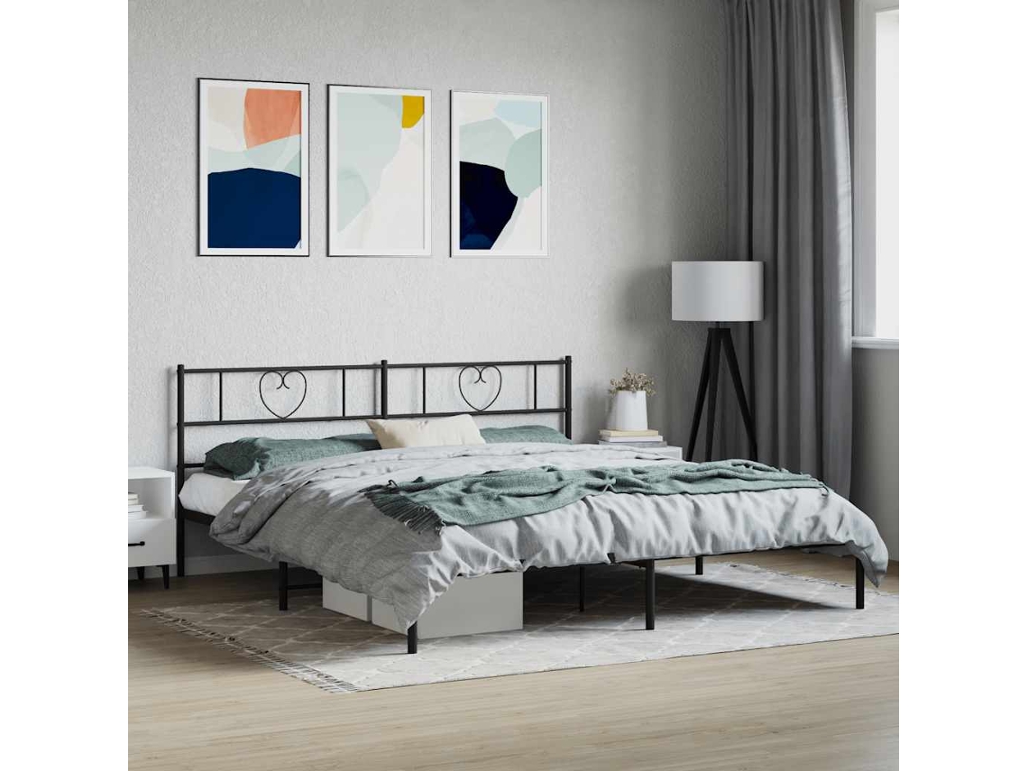Vidaxl Estrutura de Cama em Metal com Cabeceira 180x200 Cm Preto