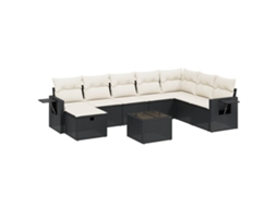 Conjunto de 9 Sofás para Jardim com Almofadões Vime Pe Preto MAISON EXCLUSIVE (9 pcs)