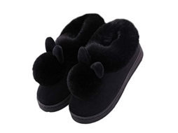 Pantufas de Animal Fofo de Inverno Anti derrapante Preto