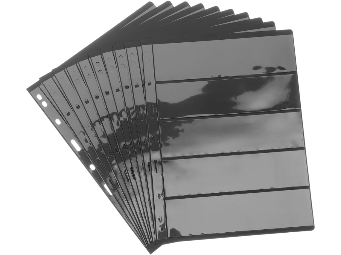 Ipetboom Album À Timbres Noir 10 Feuilles Mobiles En Pet Pour Collection - Format 9 Trous Double Face