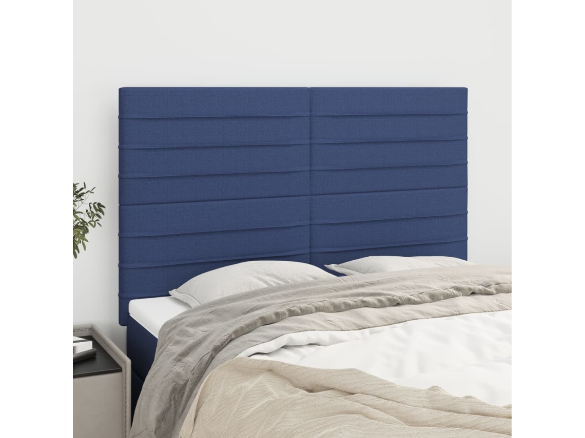 Vidaxl Cabeceira Azul 144x5x118/128 Cm Tecido