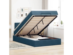 Vidaxl Estrutura De Cama Otomana Colchão 120x200 Cm Veludo Azul Escuro