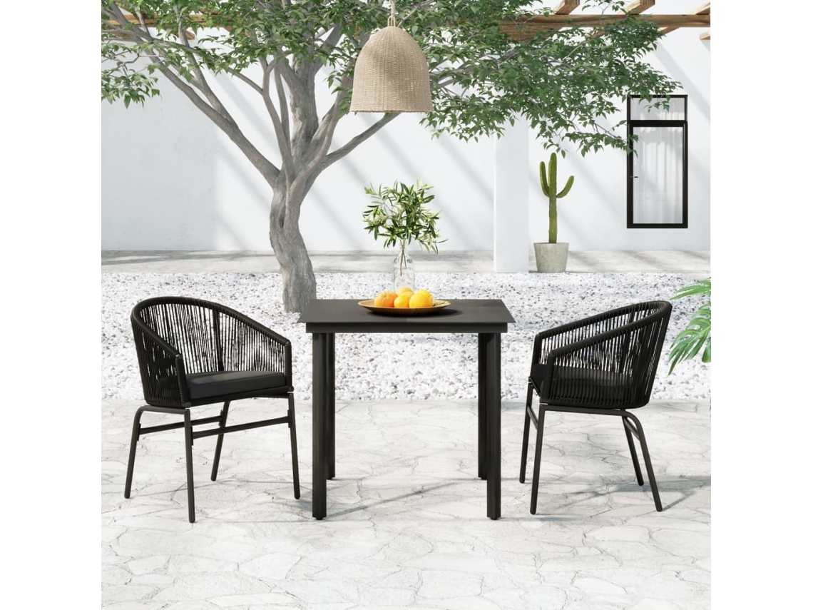 Vidaxl 3 Pcs Conjunto de Jantar para Jardim Preto