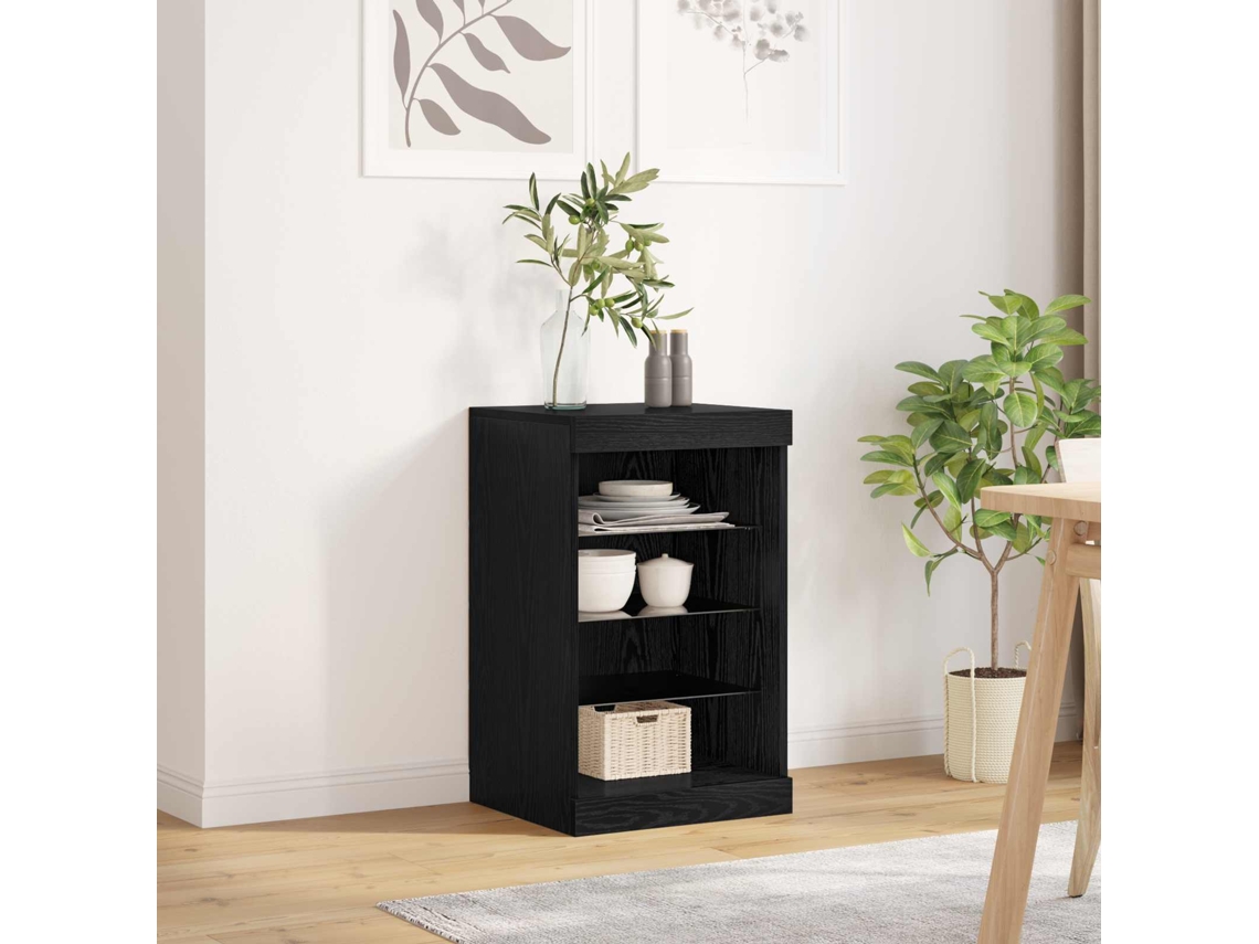 Vidaxl Aparador Led Carvalho Preto 41 X 37 X 67 Cm