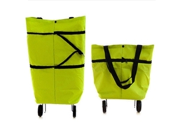 2 em 1 Carrinho de Compras Dobrável Portátil Saco de Compras com Rodas Leves Rolamento GOKOCO (verde)