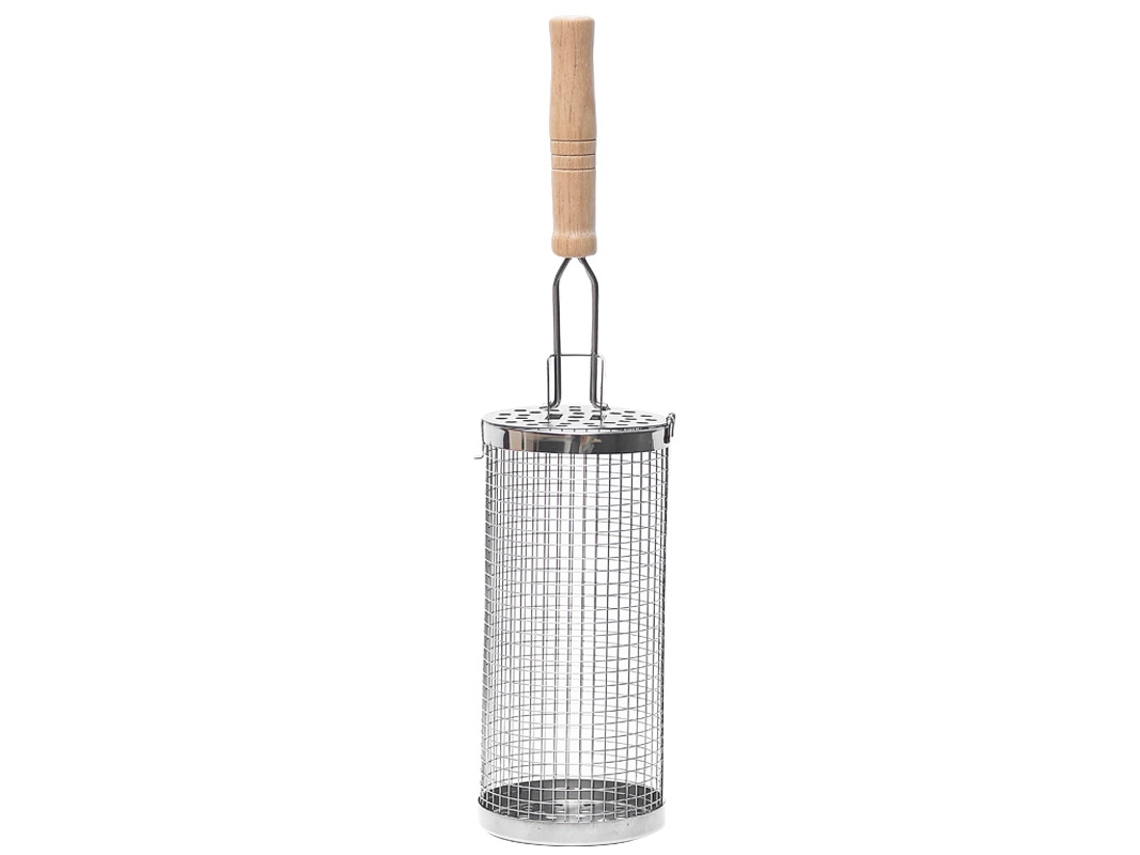Gaiola De Aço Inoxidável Para Churrasco Ao Ar Livre — Grelha Para Camping, Cesto Defumador, Gaiola Redonda Para Assar, Grelha Giratória Portátil