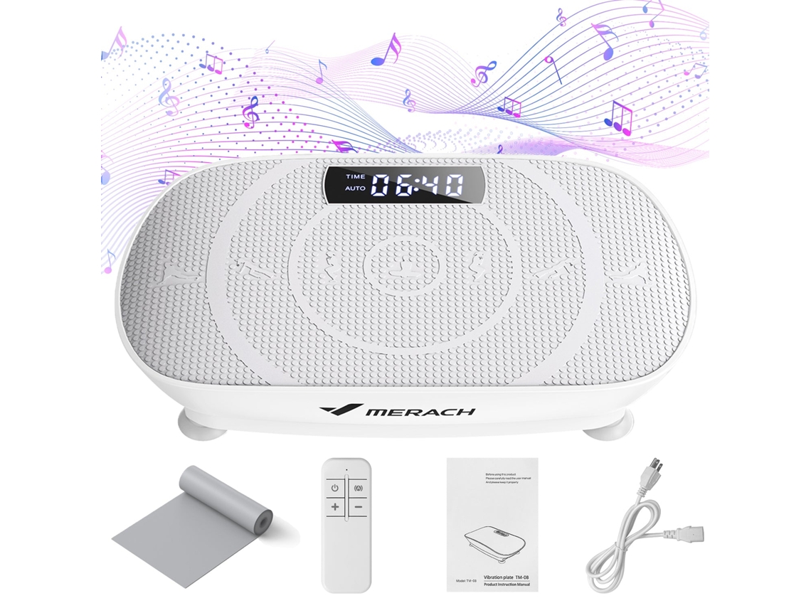Plataforma vibratória potente MERACH para treino corpo inteiro, desenvolvimento muscular, tonificação, controle automático, plataforma vibratoria