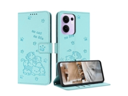 Capa De Couro Para Celular Com Estampa De Gatinho E Cordão