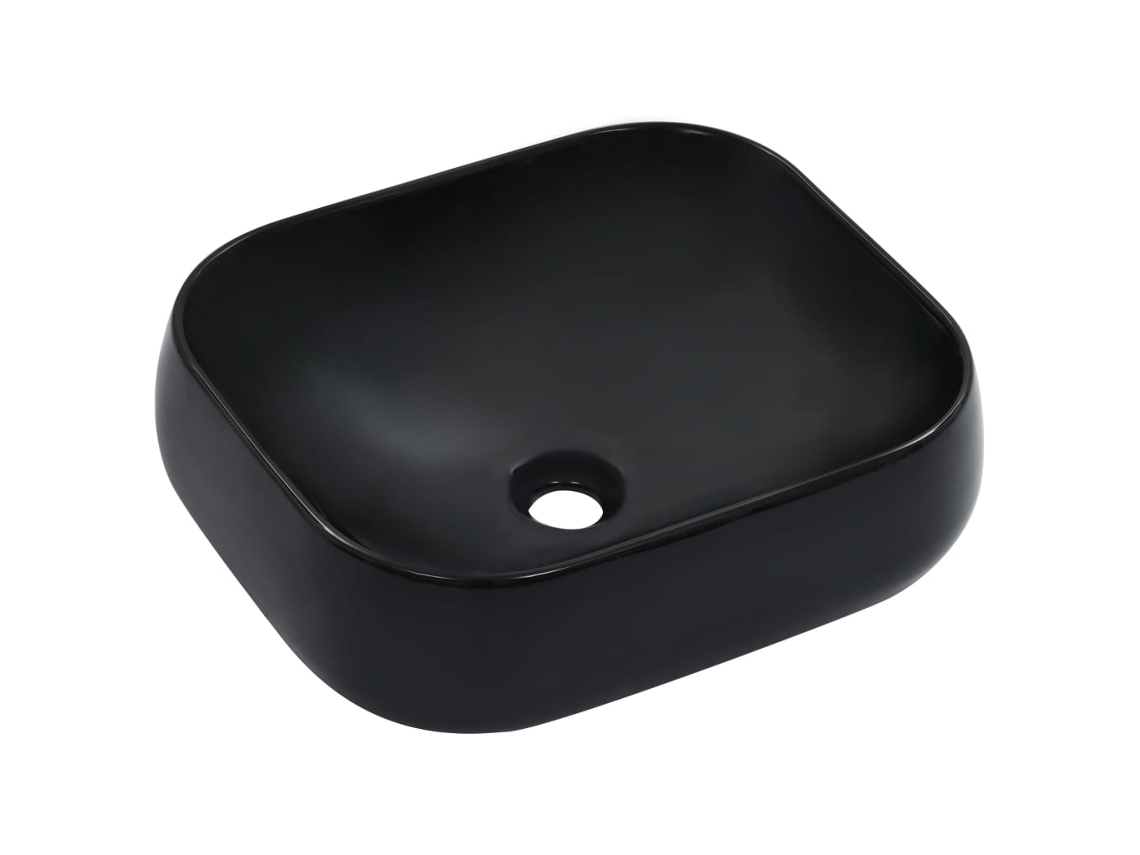 Vidaxl Lavatório 44,5x39,5x14,5 Cm Cerâmica Preto
