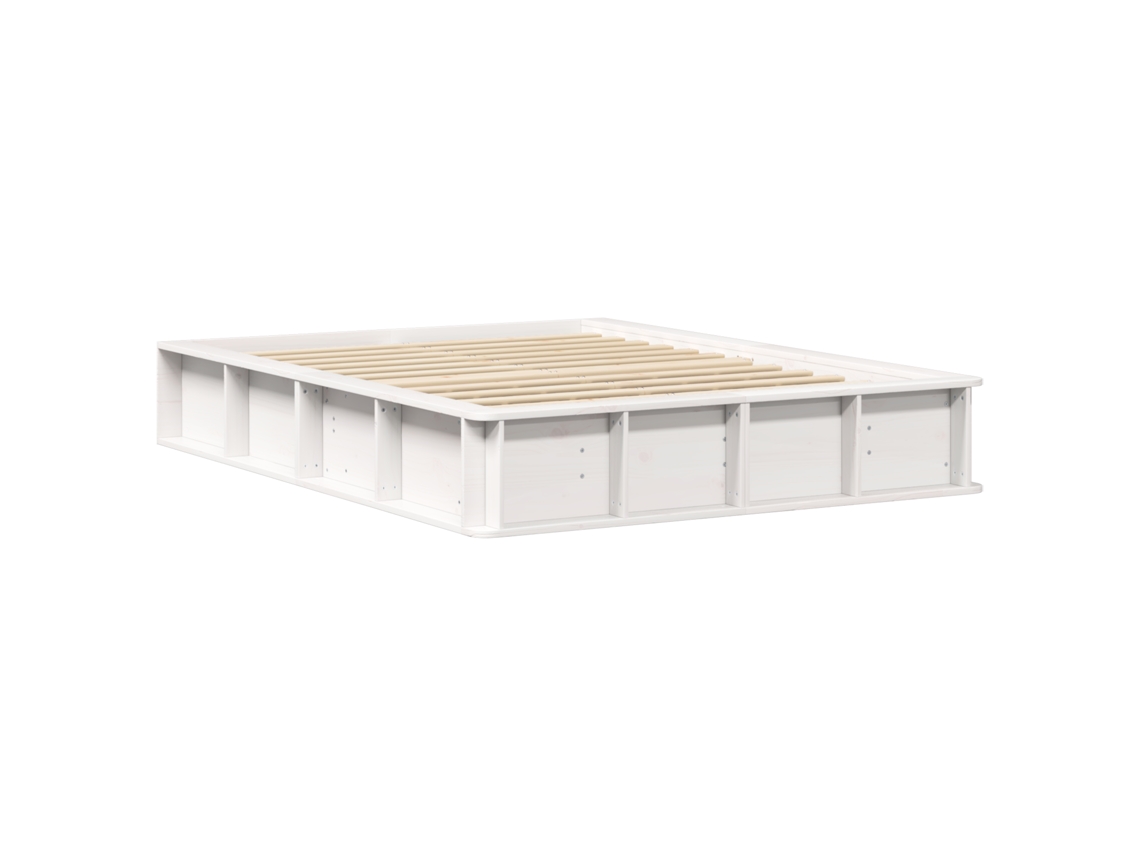 Conjunto 1 Estrutura Da Cama Vidaxl Branco Madeira De Pinho Maciça (140 X 190 Cm)