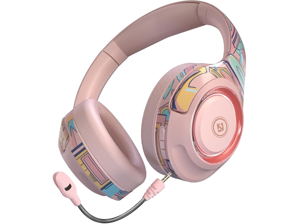 Fone De Ouvido Para Jogos I0i Baixa Latência, Bluetooth, Sem Fio, Com Cancelamento De Ruído E Design Luminoso Rosa