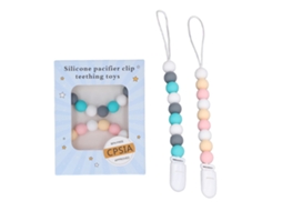 Mali 2 Presilhas para Chupeta de Bebê Silicone de uma Peça com Pérolas 24cm para Baby Chá Aniversário Natal