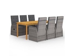 Conjunto De 7 Peças De Jantar Para Jardim Cinzento Dkd Home Decor