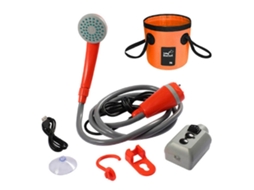 Chuveiro Portátil Para Acampamento, Chuveiro Externo, Bomba, Chuveiro Recarregável, Equipamento Para Acampamento Ao Ar Livre, Laranja E Cinza PENGDSJE